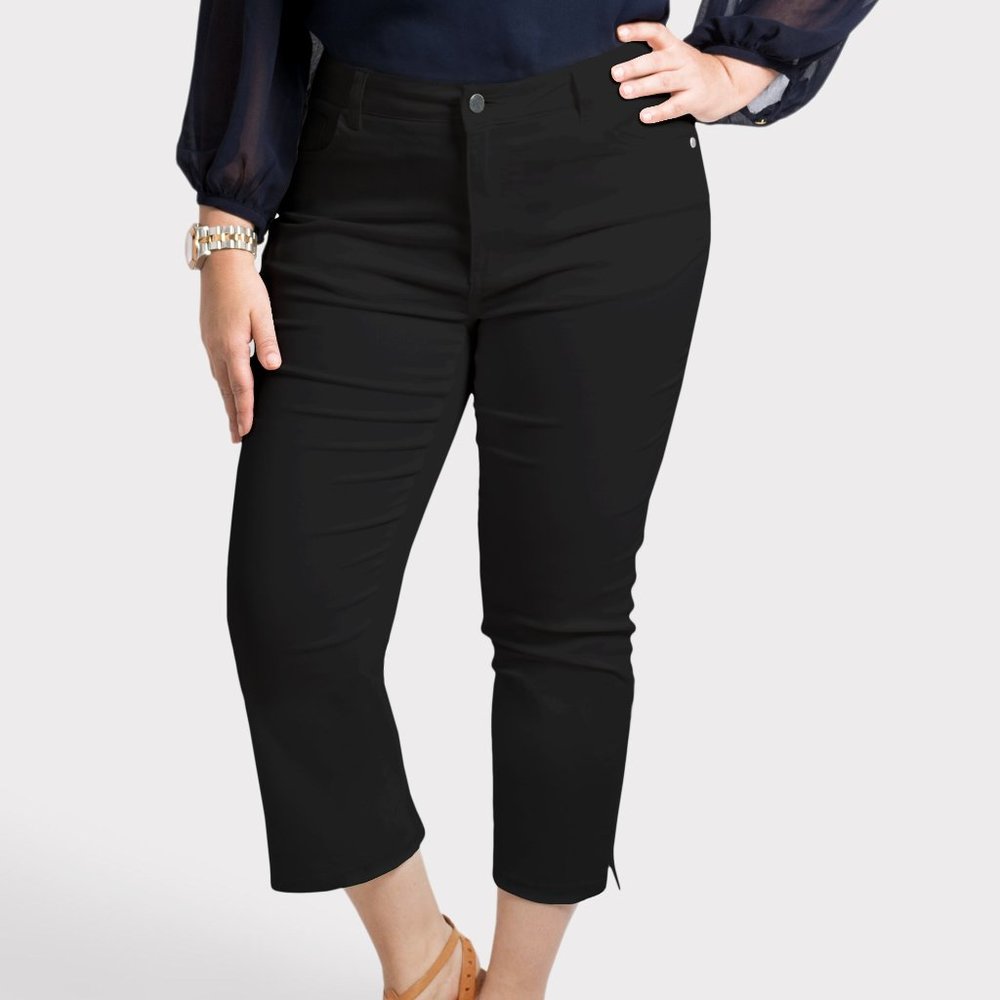 OLGYN Women’s Stretch Black Plus Size Black Pant - Picture 1 of 5